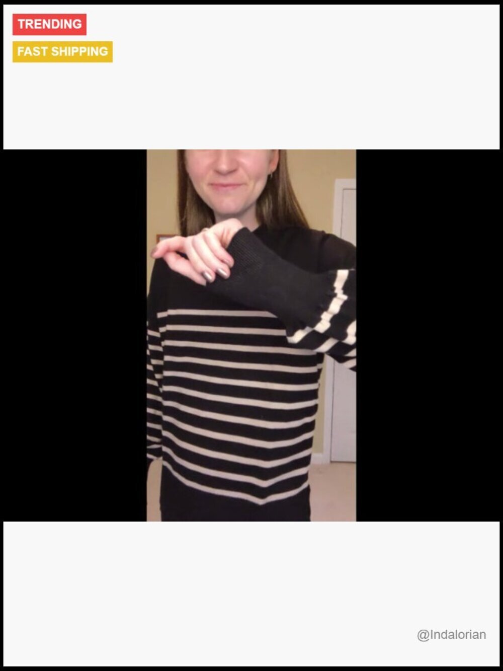 Polyester Lounge Set with Knitted Sweater Top and Wide Leg Sweatpants - Picture 6 of 6